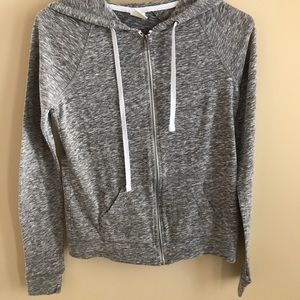 thin gray zip up sweater